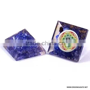 Indigo Onyx Baby Orgone Pyramid With Energy Flower Of Life | Orgonit Agate thumbnail-4