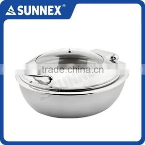 SUNNEX Professional Mirror Finish Hydraulic Hinge 6.8 Litre Glass Lid Chafer thumbnail-2