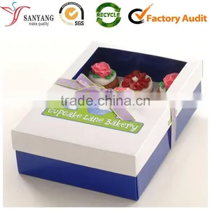 Cheap Paper Cupcake Packaging Box With Bow Knot and Window Wholesale thumbnail-1