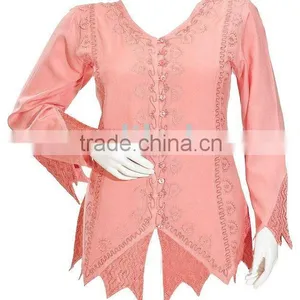 Gothic Embroidery Zig Zag Peasant Ladies~Woman~Girls Top Blouse thumbnail-1