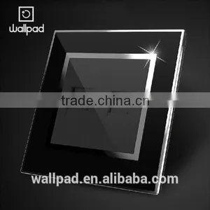 China Suppliers Wallpad Black Waterproof Acrylic Glass 110~250V EU UK Double Computer Network Socket Internet Wall Socket RJ45 thumbnail-5