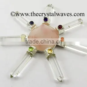 Rose Quartz Conical Pyramid Crystal Pencil W/Chakra Cab. Energy Generator thumbnail-1