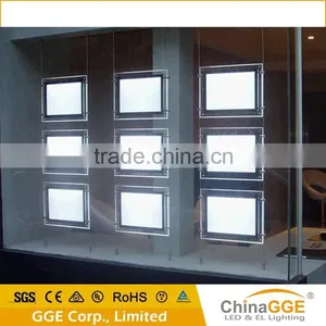 Suspended Acrylic Crystal Window Display Hanging Photo Pockets Light Box thumbnail-1
