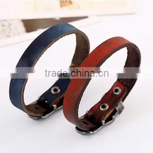 Braided Leather Bracelet Cuff With Metal Snap Closure Adjustable Genuine Leather thumbnail-2