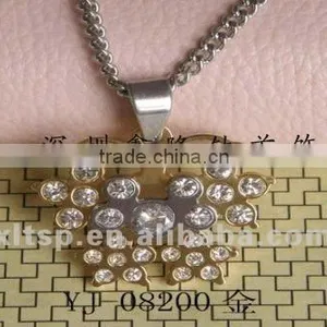 TC75 High Qualtity Stainless Steel Crystal 14K Gold Butterfly Pendant thumbnail-1