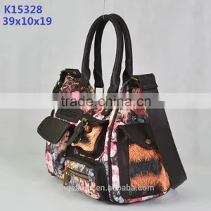 2015 New Style Fashion Fabric Handbag Match pu Leather thumbnail-2