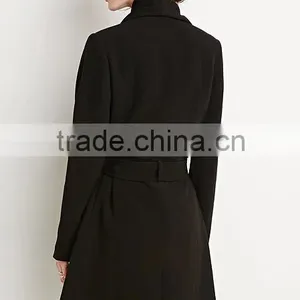 2015 New Apparel Fashion Designs Belted Shawl Collar Coats for Woman thumbnail-3