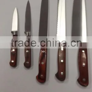 Six Sets Kitchen Stainless Steel Cutlery Set Combination Colour Wooden Handle High-grade Knives Set thumbnail-2