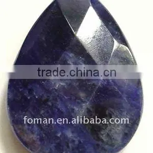 50x35mm Teardrop Faceted Sodalite Gemstone Teardrop Pendant thumbnail-1