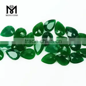 Loose Pear Machine Cut Natural Deep Green Agate Gemstone Price thumbnail-6