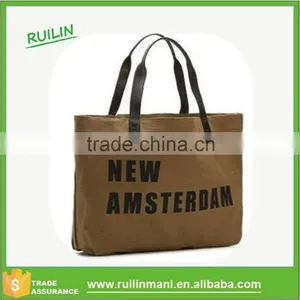 Simple Handbags Ladies 2015 Canvas Tote Leather Straps thumbnail-1