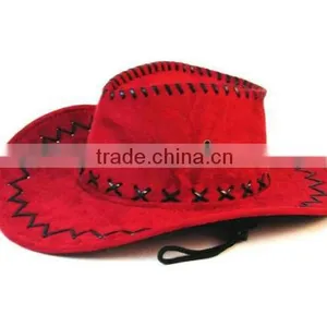 6 RED LEATHER COWBOY HAT Mens Hats Western Wear Womens thumbnail-1