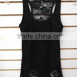 RIBBED TANK TOP WITH FULL LACE PANEL thumbnail-1