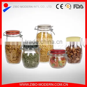 Good Quality Set 5 Cheap Glass Jars Bulk Airtight Lid Food Square Jar thumbnail-1