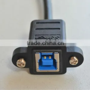 USB 3.0 B FEMALE Screwed Cable to USB 3.0 A Female PANEL MOUNT CABLE thumbnail-1