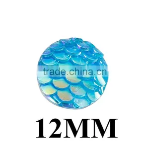 2016 Hot Sale 50pcs/lot Flat Back Resin Beads Round At Random Fish Scale Pattern 10mm( 3/8") thumbnail-5