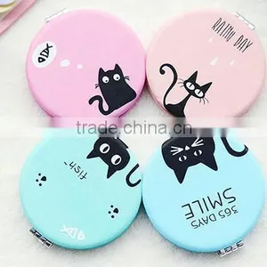 2016 Promotion Stainless Steel pu Leather Folding Compact Mirror thumbnail-6