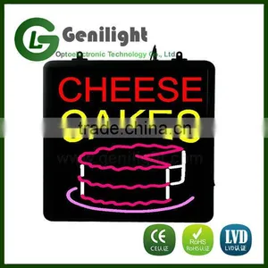 Bright Flashing Cheese Cakes Shop Open Store Animated LED Neon Sign thumbnail-1