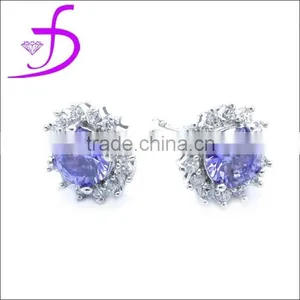 BIg Stone Stud Earring 925 Sterling Silver Jewelry Rhodium Plated thumbnail-1