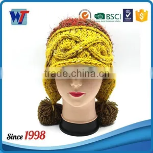 2016 New Design Knit Pattern Ear Flaps Knitting Hat With Pom Pom thumbnail-3