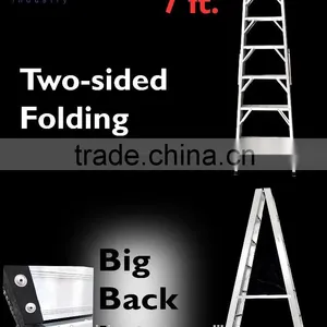 Aluminium Two-Sided Folding Big-Back-Leg 7 Step Ladders thumbnail-1