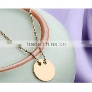 316L Stainless Steel Flat Gold Round Pendant 18ct Gold Pendant thumbnail-1