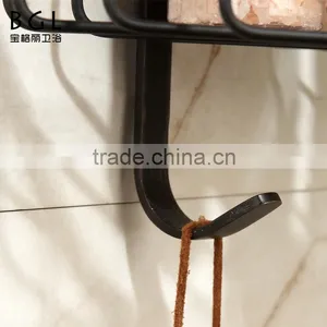 America Style Wall Mounted Bath Fittings ORB and Vacuum Plating Brass Hanging Corner Basket for Bathroom Storage thumbnail-5