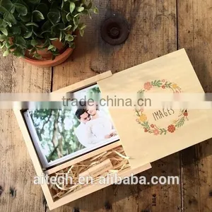 Popular Wedding Gift Gift Wooden USB Sticks New Custom Wooden Box Silk Print Logo Usb 2.0 Memory Flash Stick Pen Drive thumbnail-1