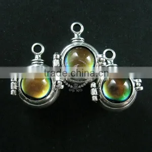 20mm Vintage Style Brass Antiqued Silver Steam Punk Vial Pendant Charm Box With Color Change Mood Stone Cabochon 1820254 thumbnail-1