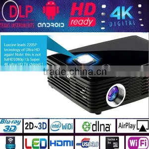 Black 1500 Lumens 2205P Home Theater Bluray 3D Android OS LED DLP Mini Projector thumbnail-1