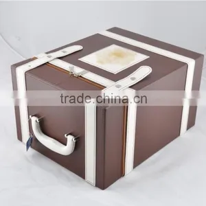 Chinese Factories Wholesale Custom High-grade PU Leather 6 Bottles of Red Wine Box, Brown Storage Box thumbnail-1