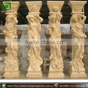 High Quality Hand Carved Roman Yellow Marble Pillar thumbnail-1