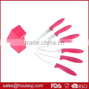 6 Pcs Stainless Steel Steak Knife Set With Knife Block thumbnail-3