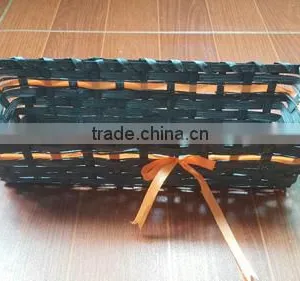 Grey Bamboo Bread Basket With Handles thumbnail-1