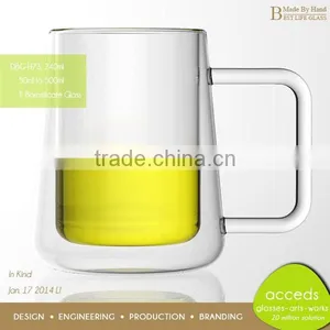 Custom Drinking Glass Tea Mug Cups With Handle thumbnail-5
