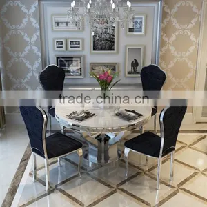 Hot Design Modern Stainless Steel Hotel Table With Marble Hotel Console Table Set thumbnail-1