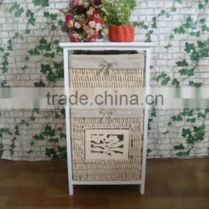 Modern Practical Tall White Wooden Cabinet With 2 Drawer thumbnail-1