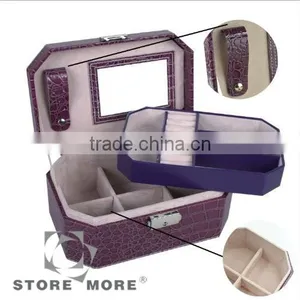 Purple Small Portable Travel Leather Jewelry Box, Gift for Wedding & Party thumbnail-5
