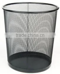 Fashionable Cylinder Mesh Metal Trash Can thumbnail-1