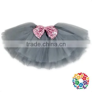 Sequin Bow Front Girls Perform Short Skirt 4 Layers Tulle Baby Ballet Tutu Skirt Girls thumbnail-2