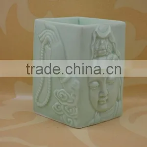 White Porcelain Buddha Shape Ceramic Aroma Oil Burner With Tealight Candle thumbnail-2