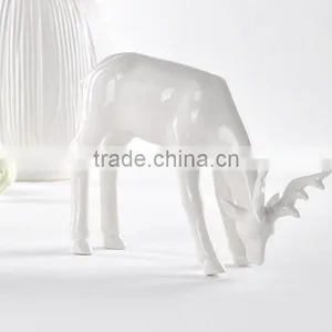 Plain White Modern Set of 4 Ceramic Milu Deer for Home Decoration thumbnail-4