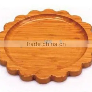 Flower Shape ROUND WOODEN/BAMBOO PLATE Tray thumbnail-1