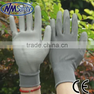 NMSAFETY Grey pu Coated Grey Nylon Polyester Workplace Safety Gloves thumbnail-1