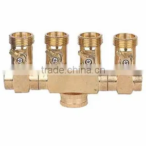 Solid Brass EU Standard Quick Hose Connector 1/2" 5/8" 3/4" Hose Regular High Quality Big Quantity Brass 4-way Tap Connector thumbnail-1