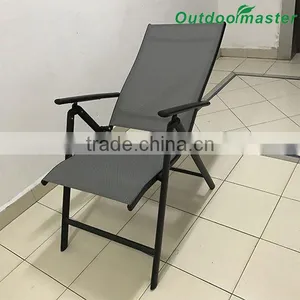 7-Position Adjustable Folding Recliner Teslin Black Aluminum Deck Chair thumbnail-3