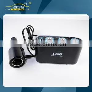 3 Way 1 A USB Car Cigarette Lighter Adapter Socket With Switch for IPhone , Tablet , Samsung thumbnail-1