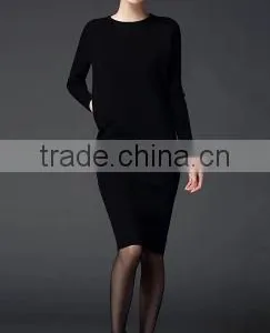 2016 Women Autumn Midi Long Sweater Knitted Wear Wrap Long Sleeve Slim Thin Pullover Skirts thumbnail-3