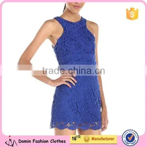 Fashion Style Women Lace Crochet Overlay Zip Up Back Lace Dress thumbnail-1