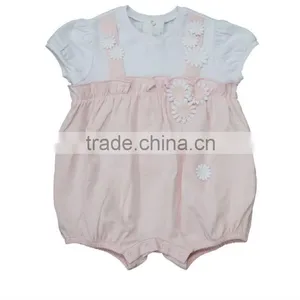 2014 Cute Baby Plain Rompers Baby Girl Applique Flowers Jumpsuit for Kids Bodysuit thumbnail-1